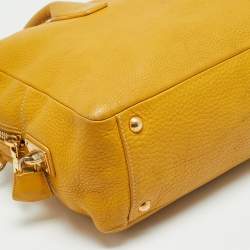 Pre Owned Prada Bauletto Mustard Vitello Diano Leather Bag