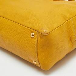 Pre Owned Prada Bauletto Mustard Vitello Diano Leather Bag