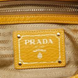 Pre Owned Prada Bauletto Mustard Vitello Diano Leather Bag