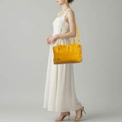 Pre Owned Prada Bauletto Mustard Vitello Diano Leather Bag