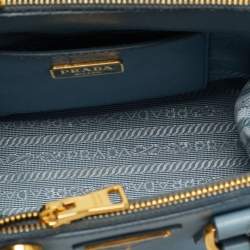 Pre Owned Prada Double Zip Mini Light Blue Saffiano Lux Leather Tote