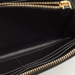 Pre Owned Prada Black Saffiano Leather Zip Around Wallet