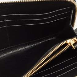 Pre Owned Prada Black Saffiano Leather Zip Around Wallet