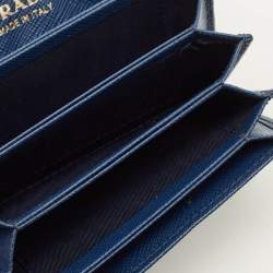 Pre Owned حامل بطاقة برادا أكورديون جلد سافيانو أزرق