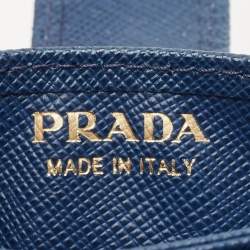 Pre Owned حامل بطاقة برادا أكورديون جلد سافيانو أزرق