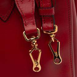 Pre Owned حقيبة ساتشل برادا بيبليوتيك جلد سيتي أحمر