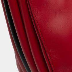 Pre Owned حقيبة ساتشل برادا بيبليوتيك جلد سيتي أحمر