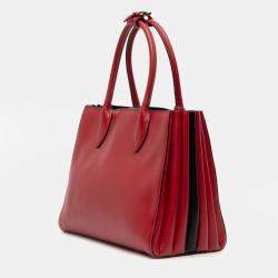 Pre Owned حقيبة ساتشل برادا بيبليوتيك جلد سيتي أحمر