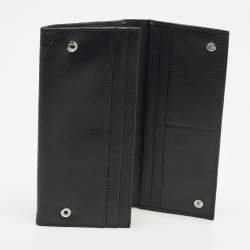 Pre Owned Prada Black Saffiano Leather Flap Continental Wallet