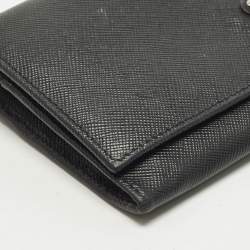 Pre Owned Prada Black Saffiano Leather Flap Continental Wallet