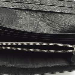 Pre Owned Prada Black Saffiano Leather Flap Continental Wallet