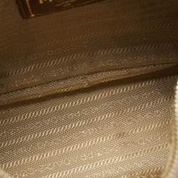 Pre Owned Prada Beige/Tan Logo Jacquard Canvas and Leather Hobo