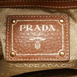 Pre Owned Prada Beige/Tan Logo Jacquard Canvas and Leather Hobo