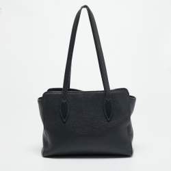 Pre Owned Prada Vitello Phenix Small Black Leather Tote