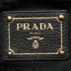 Pre Owned Prada Vitello Phenix Small Black Leather Tote