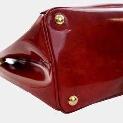 Pre Owned Prada Red Medium Spazzolato Galleria Double Zip Satchel