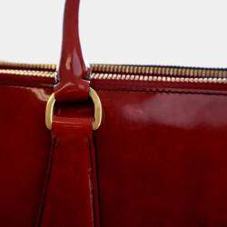 Pre Owned Prada Red Medium Spazzolato Galleria Double Zip Satchel