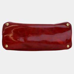 Pre Owned Prada Red Medium Spazzolato Galleria Double Zip Satchel