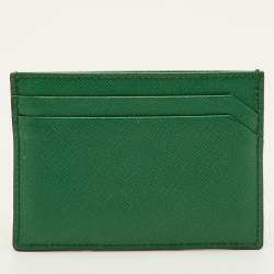 Pre Owned محفظة بطاقات برادا جلد سافيانو ذهبي معدني