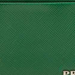 Pre Owned محفظة بطاقات برادا جلد سافيانو ذهبي معدني