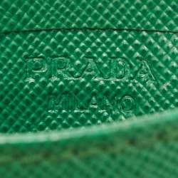 Pre Owned محفظة بطاقات برادا جلد سافيانو ذهبي معدني