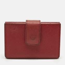 Pre Owned Prada Red Saffiano Leather Multi Card Holder