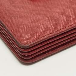 Pre Owned Prada Red Saffiano Leather Multi Card Holder