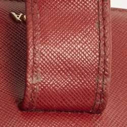 Pre Owned Prada Red Saffiano Leather Multi Card Holder