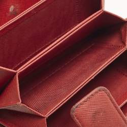 Pre Owned Prada Red Saffiano Leather Multi Card Holder