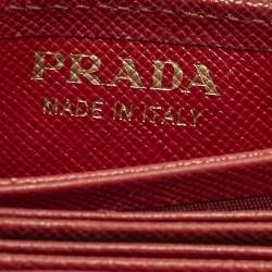 Pre Owned Prada Red Saffiano Leather Multi Card Holder
