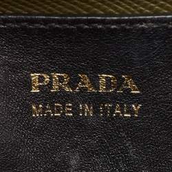 Pre Owned حقيبة يد برادا مقبض مزدوج متوسطة جلد كور سافيانوا سوداء