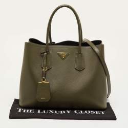 Pre Owned حقيبة يد برادا مقبض مزدوج متوسطة جلد كور سافيانوا سوداء