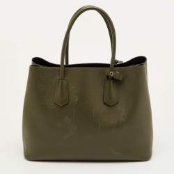 Pre Owned حقيبة يد برادا مقبض مزدوج متوسطة جلد كور سافيانوا سوداء