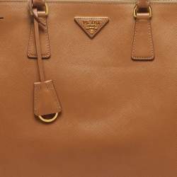 Pre Owned Prada Double Zip Executive Extra Large Brown Saffiano Leather Tote