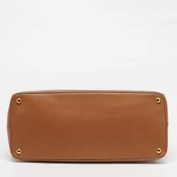 Pre Owned Prada Double Zip Executive Extra Large Brown Saffiano Leather Tote