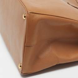 Pre Owned Prada Double Zip Executive Extra Large Brown Saffiano Leather Tote