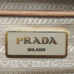 Pre Owned Prada Double Zip Executive Extra Large Brown Saffiano Leather Tote