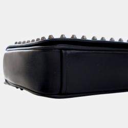 Pre Owned Prada Black Blue Bicolor Glace Calfskin Studded Crossbody