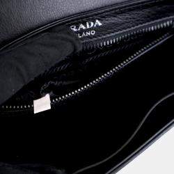 Pre Owned Prada Black Blue Bicolor Glace Calfskin Studded Crossbody