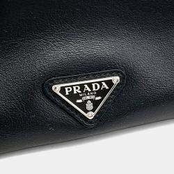 Pre Owned Prada Black Leather Triangle Top Handle Bag