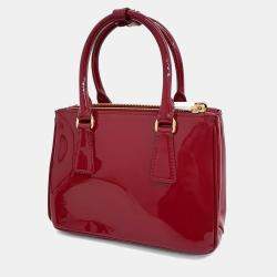 Pre Owned Prada Red Patent Leather Patent Tote and Shoulder Bag