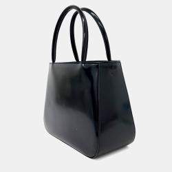 Pre Owned Prada Black Leather Brushed Tote and Shoulder Bag