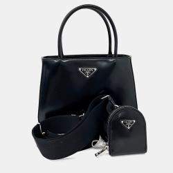 مملوكة مسبقًا Prada Black Leather Brushed Tote and Shoulder Bag