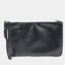 Pre Owned Prada Black Leather pouch