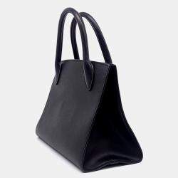 Pre Owned Prada Black Leather Saffiano Monochrome Tote and Shoulder Bag