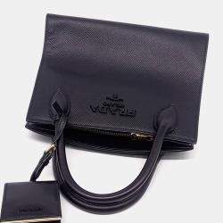 Pre Owned Prada Black Leather Saffiano Monochrome Tote and Shoulder Bag