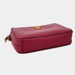Pre Owned Prada Pink Saffiano Leather Mini Crossbody Bag