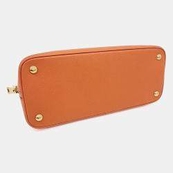 مملوكة مسبقًا حقيبة يد وبرادا جلد سافانو لوكس برتقالي للكتف