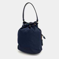 Pre Owned Prada Navy Blue Nylon Bucket Bag