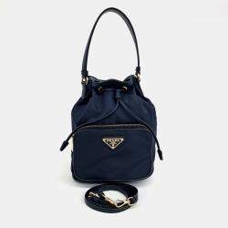 Pre Owned Prada Navy Blue Nylon Bucket Bag